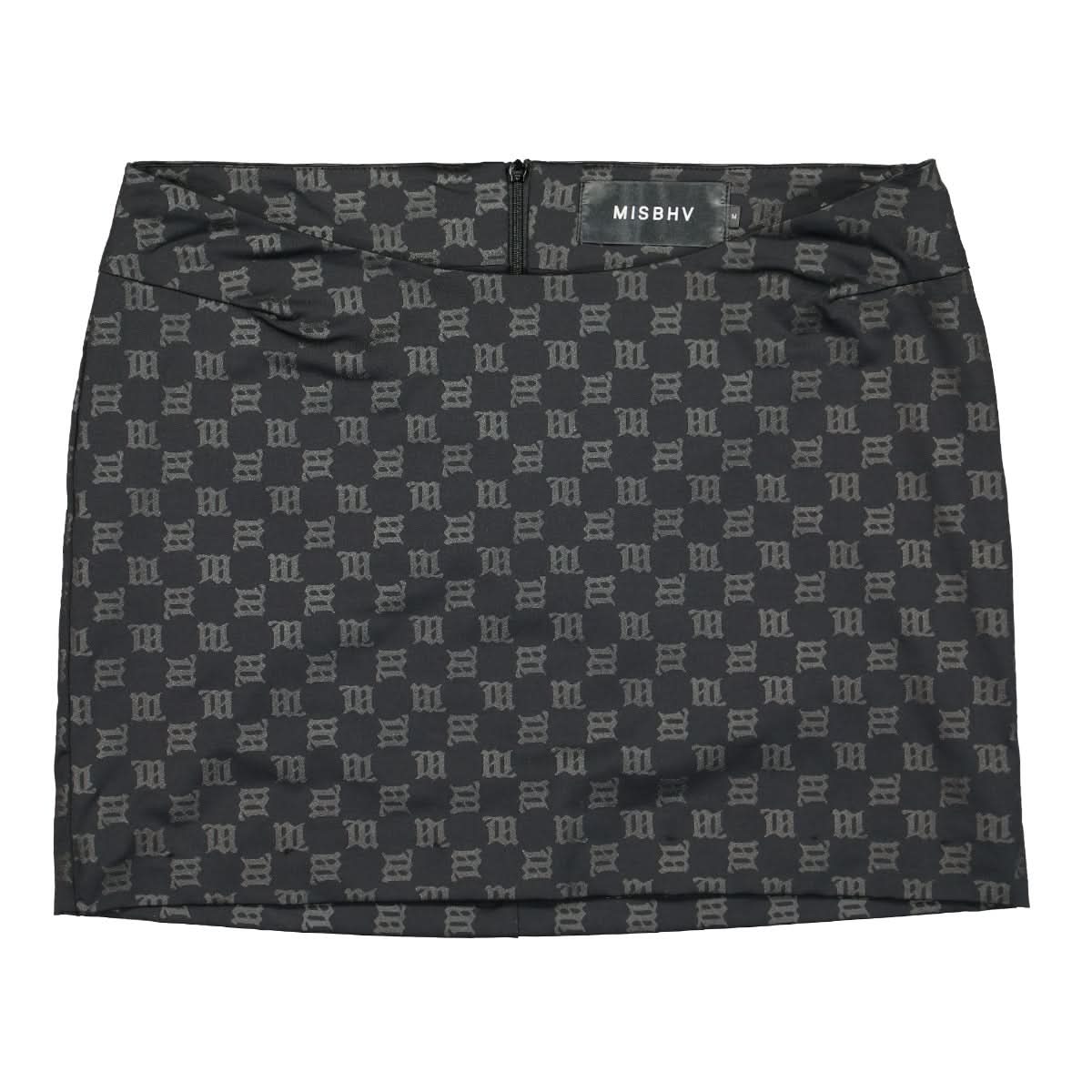 MISBHV Black Monogram Lara Mini Skirt Black Detail view 1 | Gate