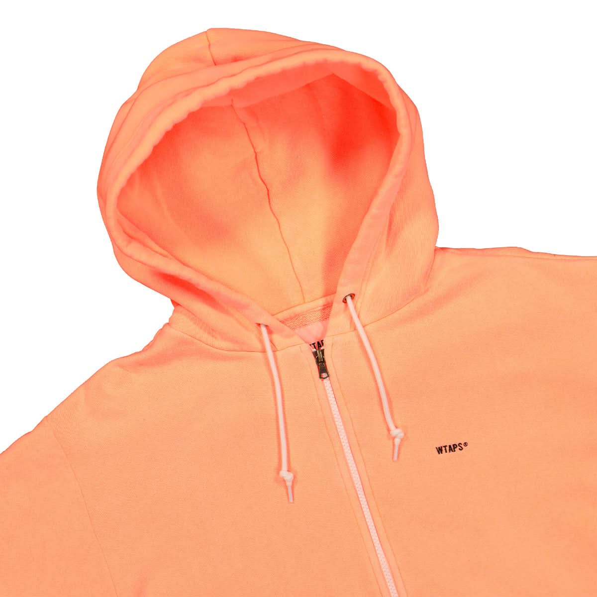 WTAPS Flat Zip Up Hooded Sweatshirt Orange Detail view 3 | Gate