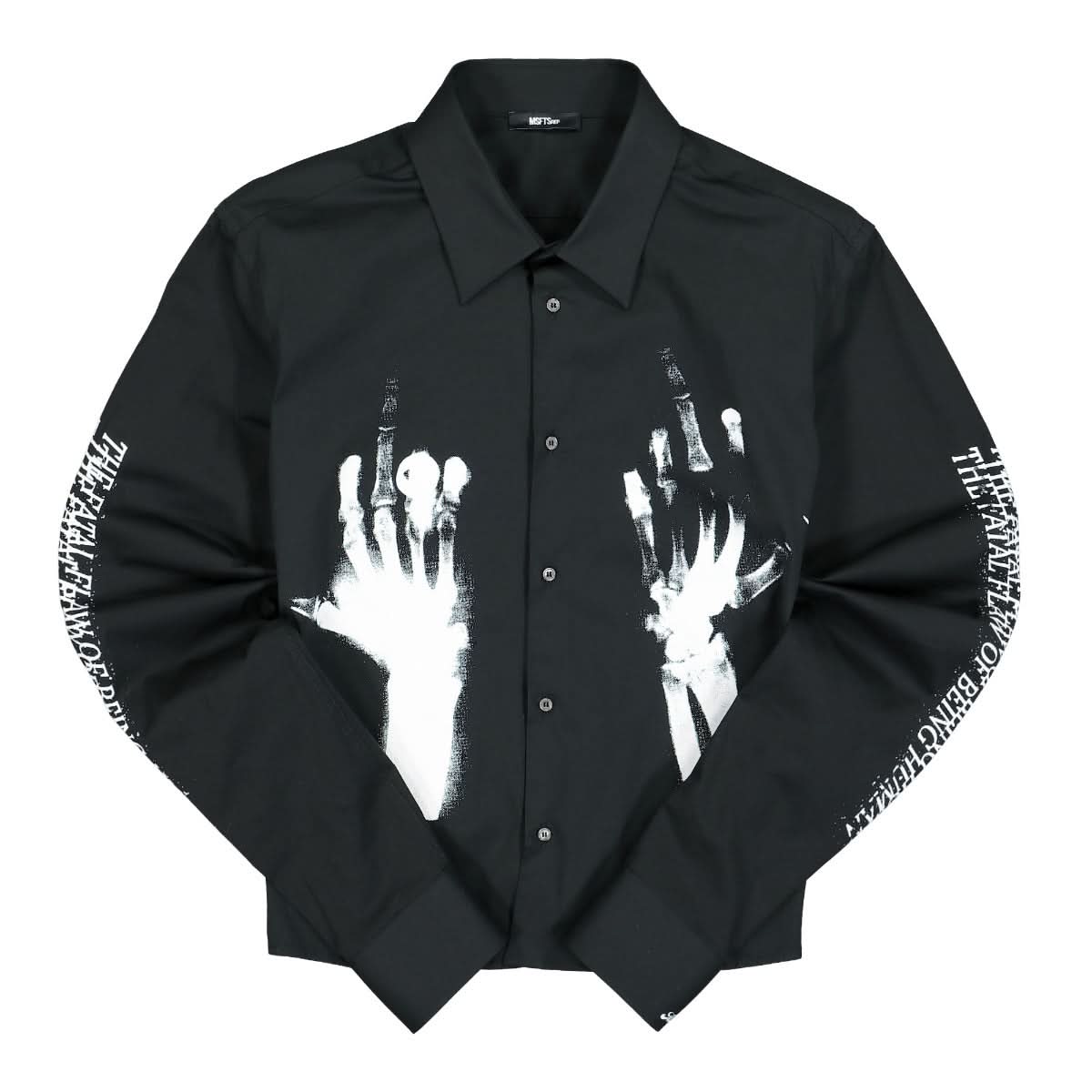 MSFTSrep Middlefinger Cropped Shirt Black Detail view 1 | Gate