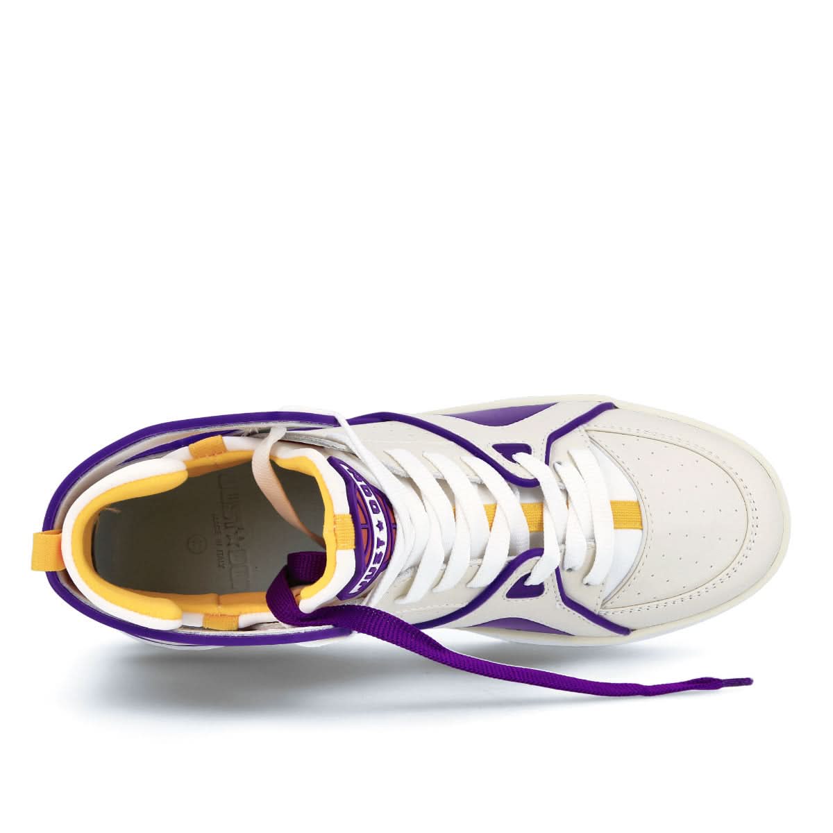 Just Don Basketball Courtside Hi White,Purple Sneaker Detail view 2 | Gate