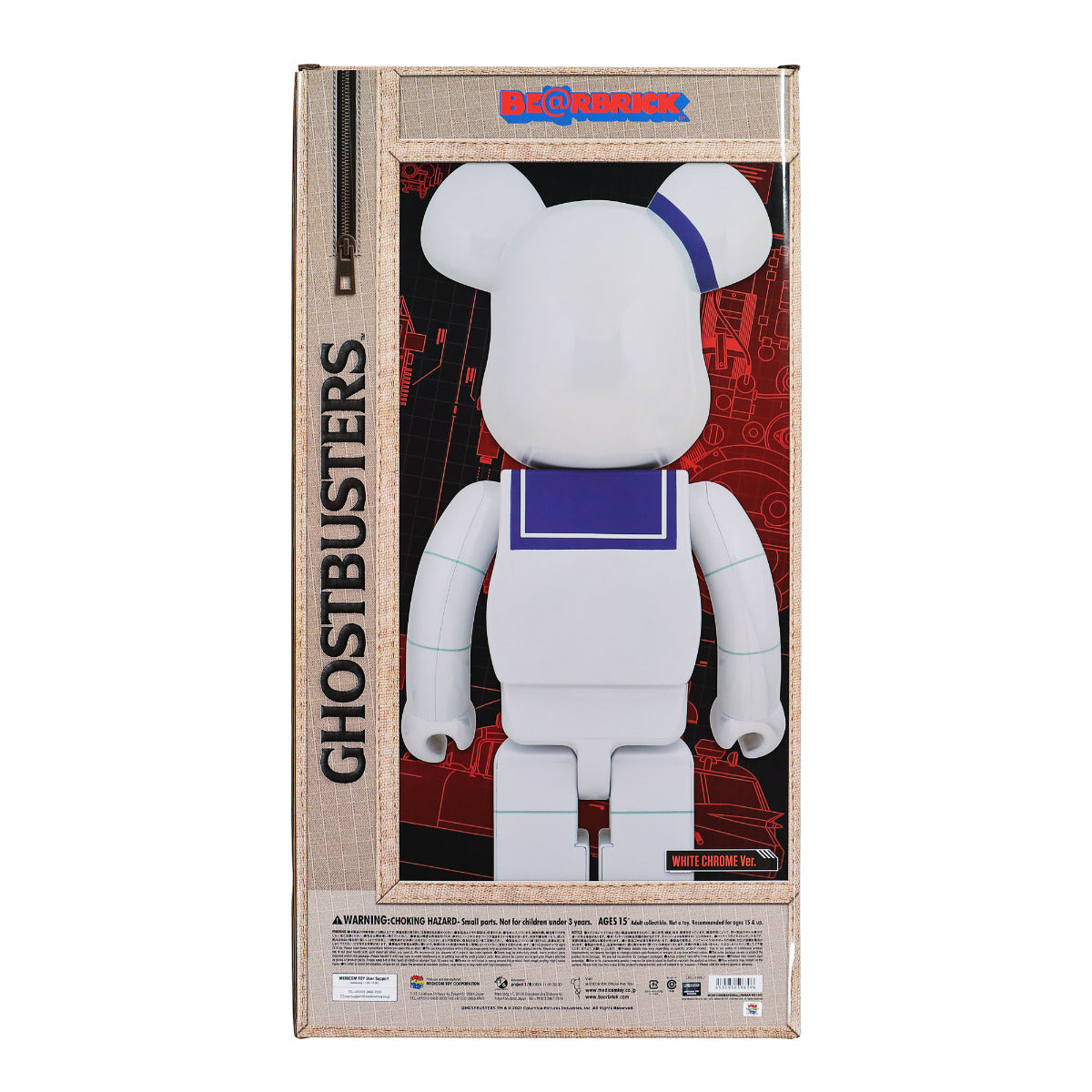 Be@rbrick Stay Puft Marshmallow Man White Chrome Version 1000 