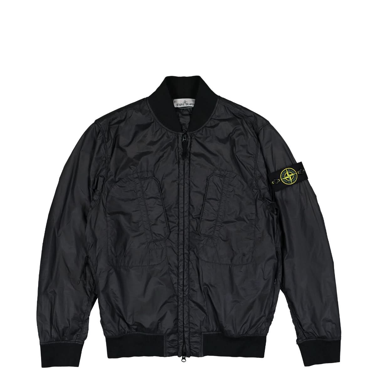 Stone Island Garment Dyed Packable Bomber Jacket Black Jackets 781542125.V0029 Detail View 1 | GATE