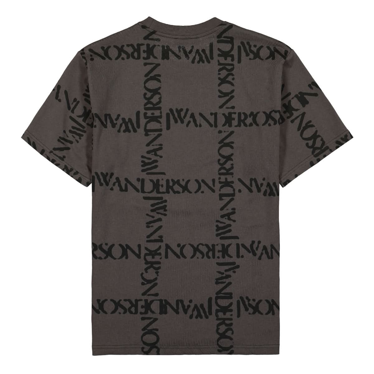 JW Anderson Oversize Logo Grid T-Shirt Brown,Grey Detail view 2 | Gate
