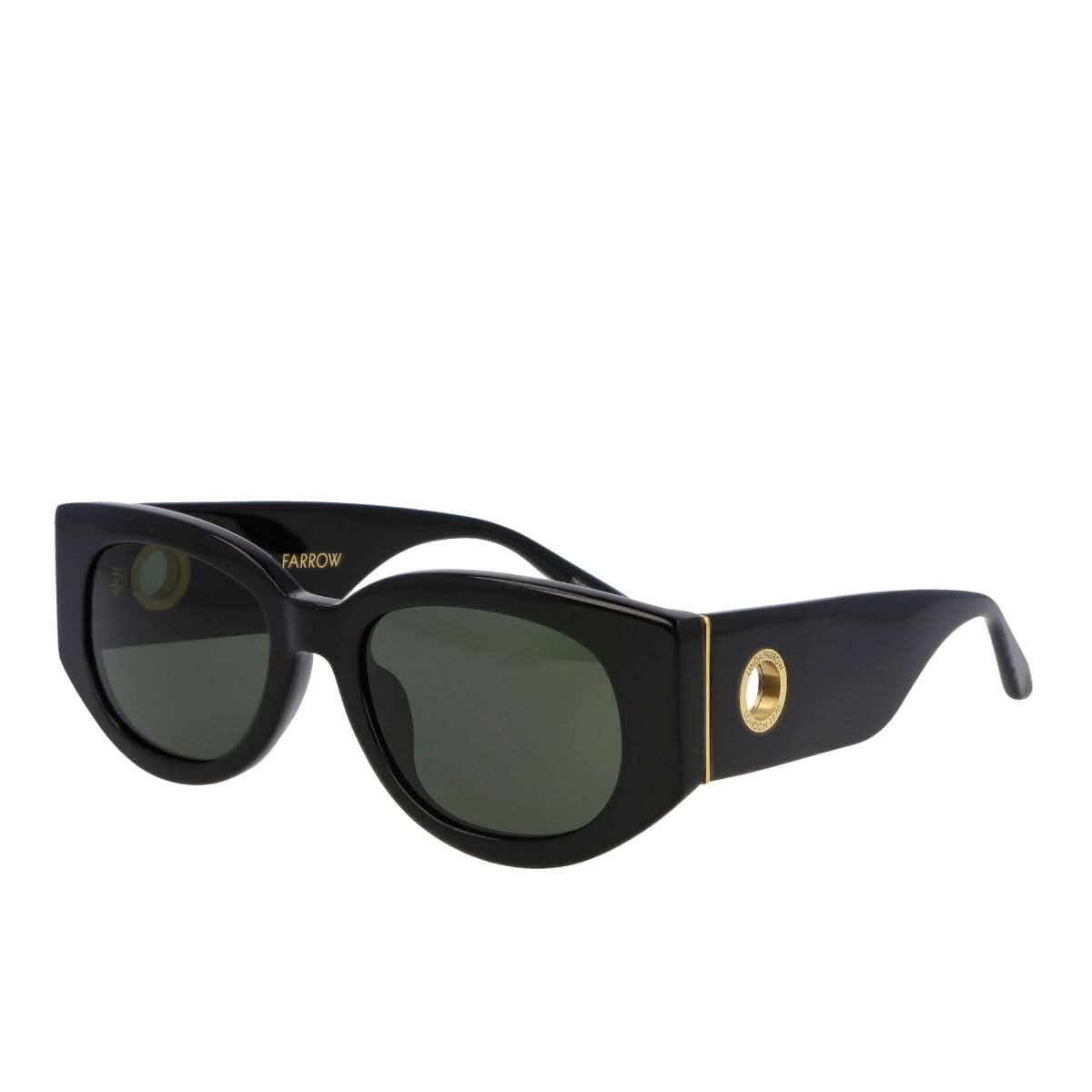 Linda Farrow Debbie D-Frame Sun Glasses Black,Gold Detail view 1 | Gate