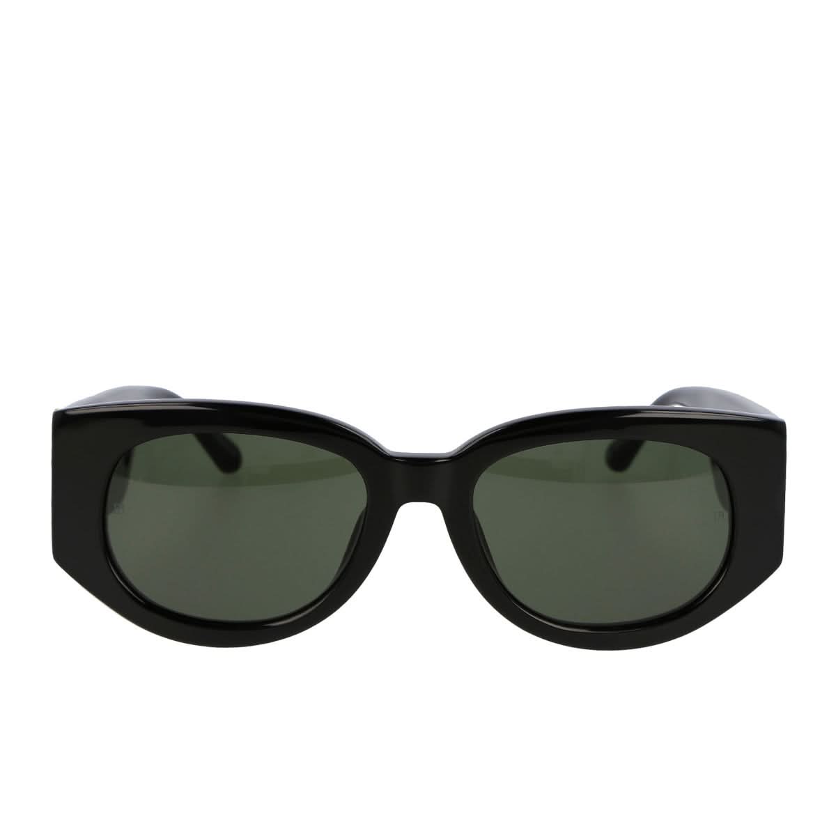 Linda Farrow Debbie D-Frame Sun Glasses Black,Gold Detail view 2 | Gate