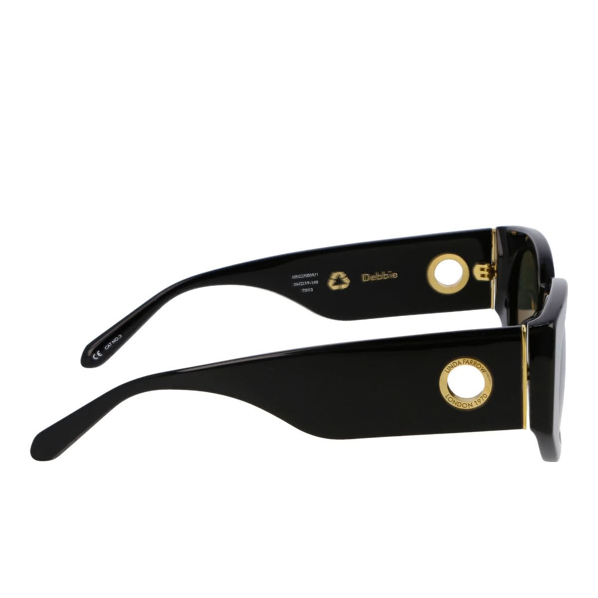 Linda Farrow Debbie D-Frame Sun Glasses Black,Gold Detail view 3 | Gate