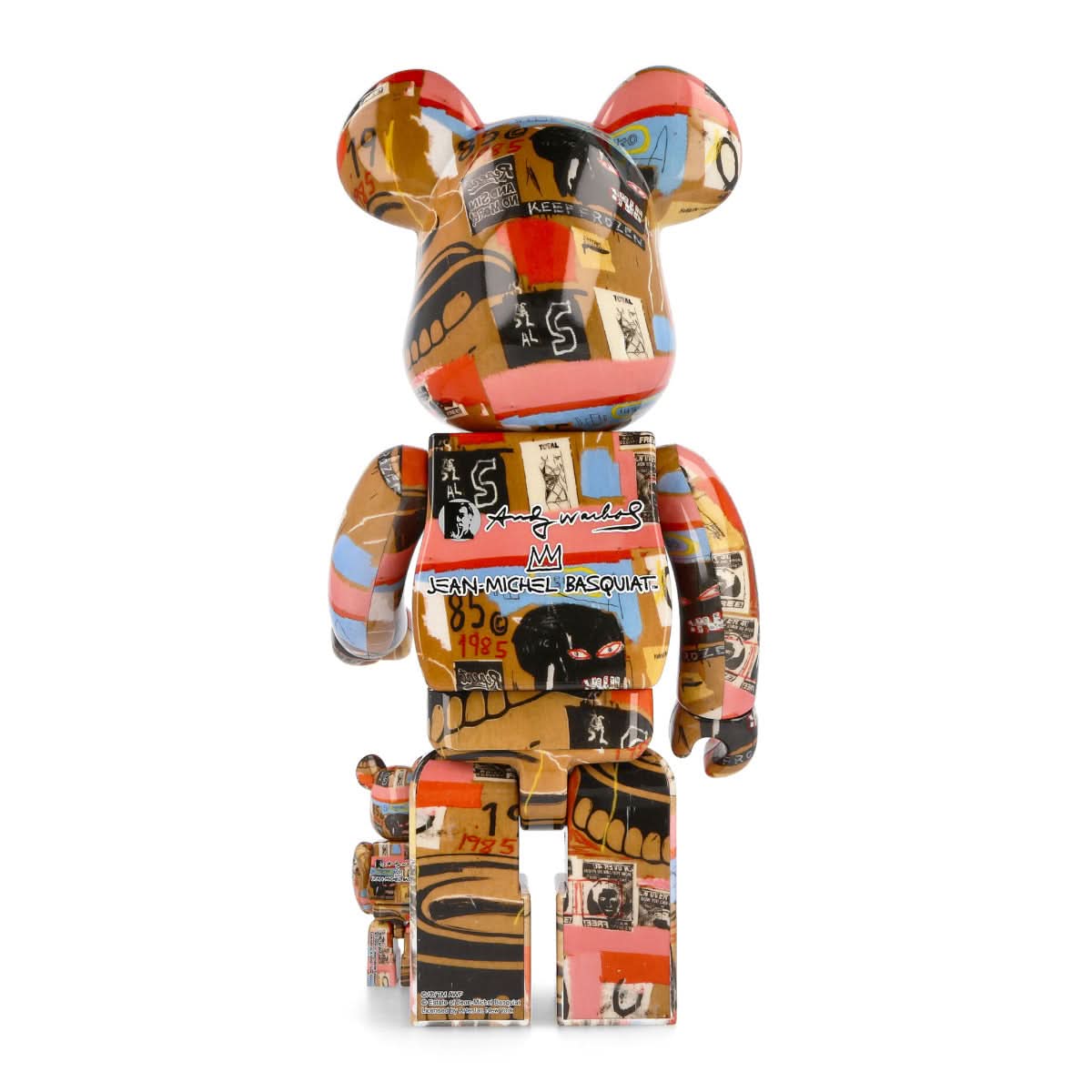 Medicom Be@rbrick Andy Warhol x Jean Michel Basquiat #2 400% + 100% Multicolor Detail view 2 | Gate