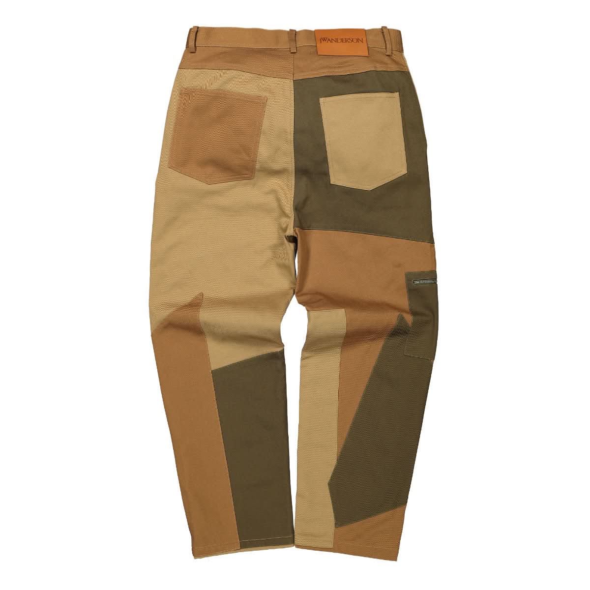 JW Anderson Patchwork Fatigue Trousers Brown Detail view 2 | Gate