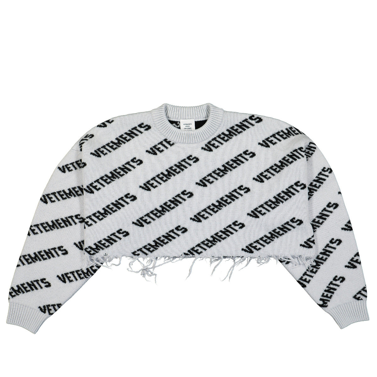 Vetements Lurex Monogram Cropped Sweater in Black