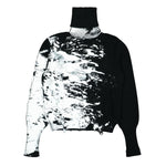 VETEMENTS White Paint Destroyed Knitted Turtleneck Black,White Detail view 1 | Gate