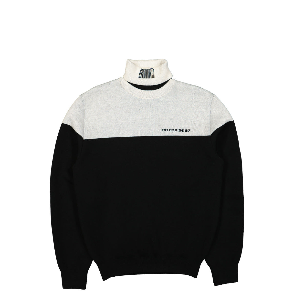 Numbered Color Block Turtleneck