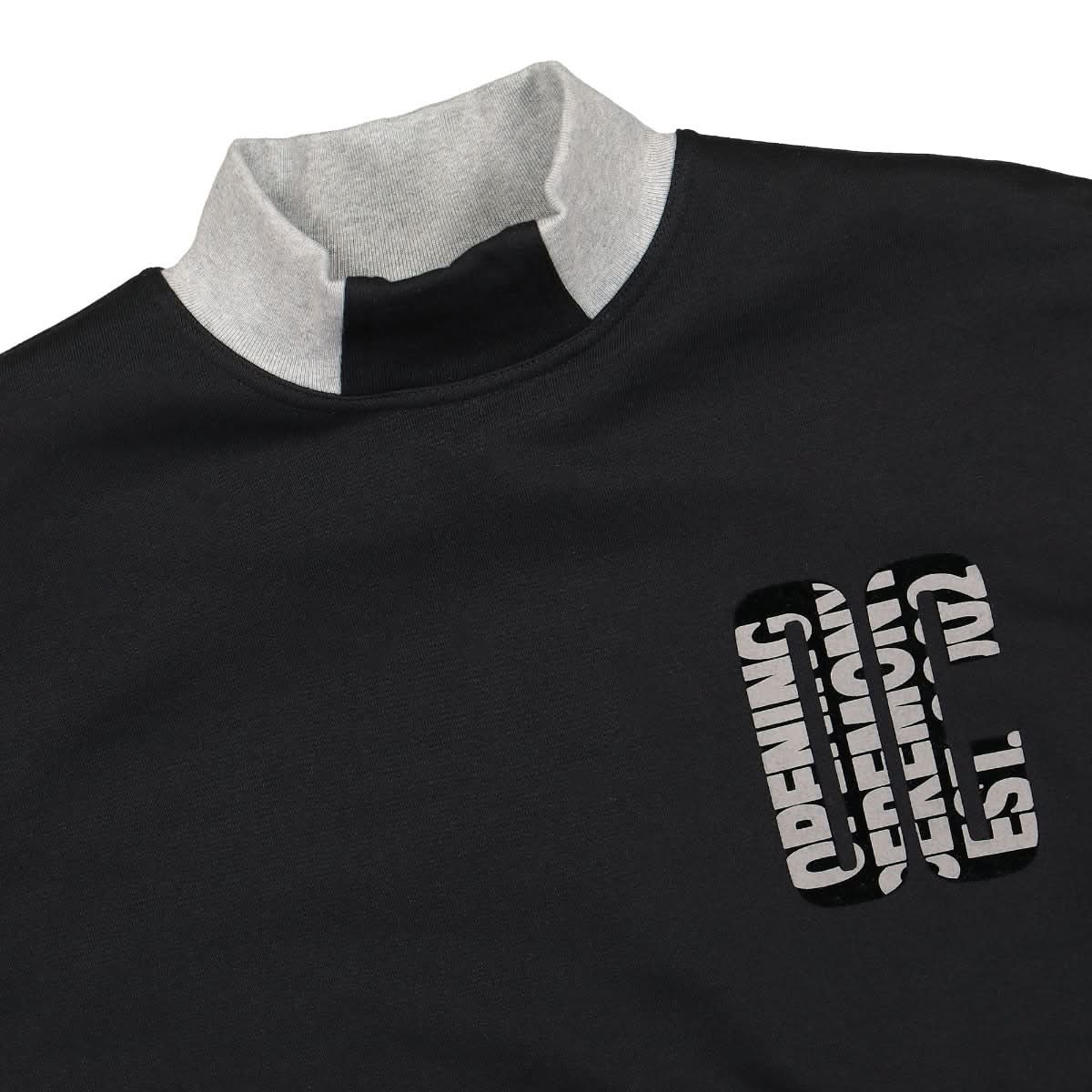 Opening Ceremony Small OC Text Turtleneck Crew Sweater Black,Grey Detail view 3 | Gate